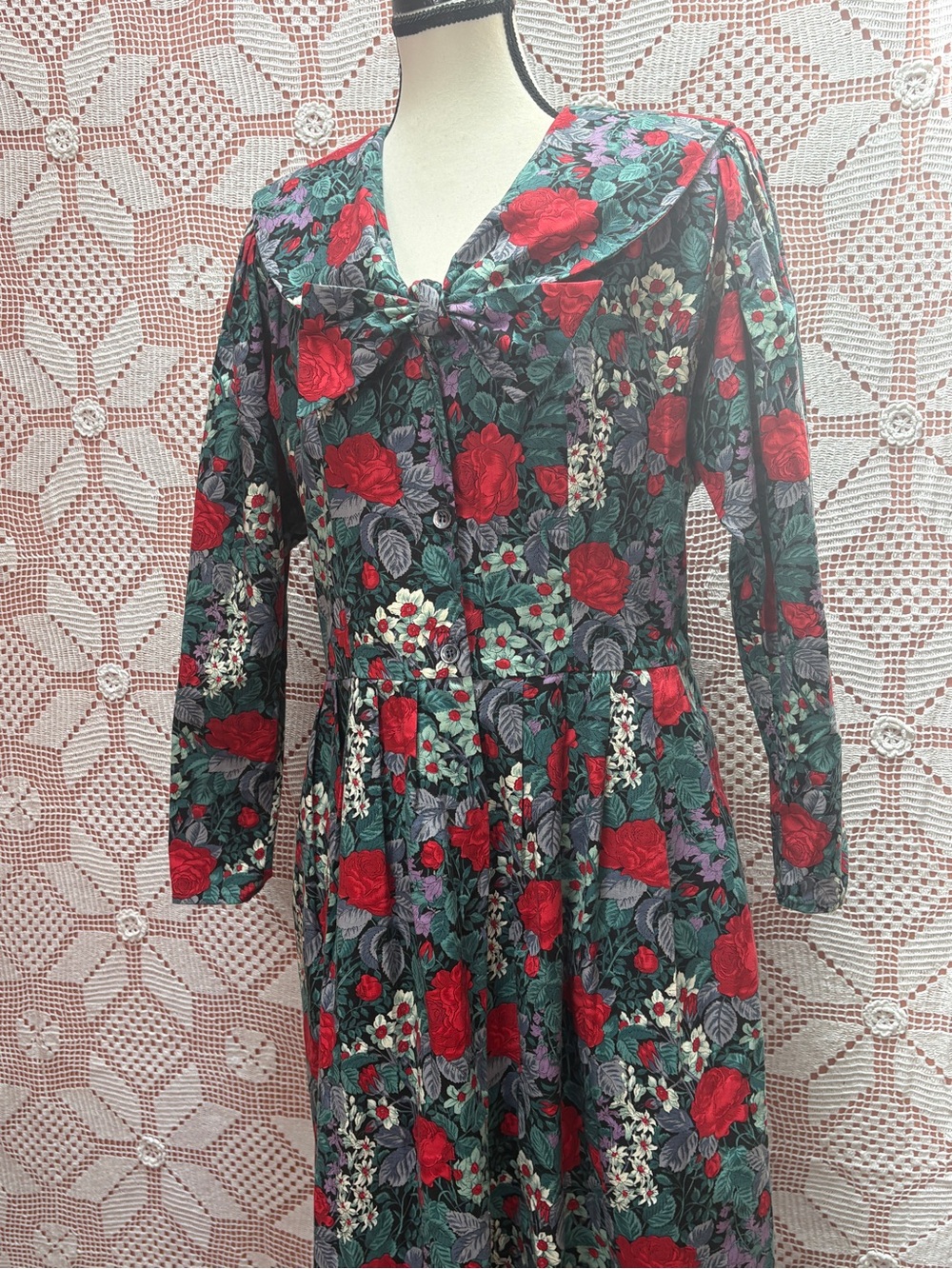 Vintage Suttles and Seawinds Floral Midi Dress Cottagecore Romantic Prairie - Picture 12 of 12